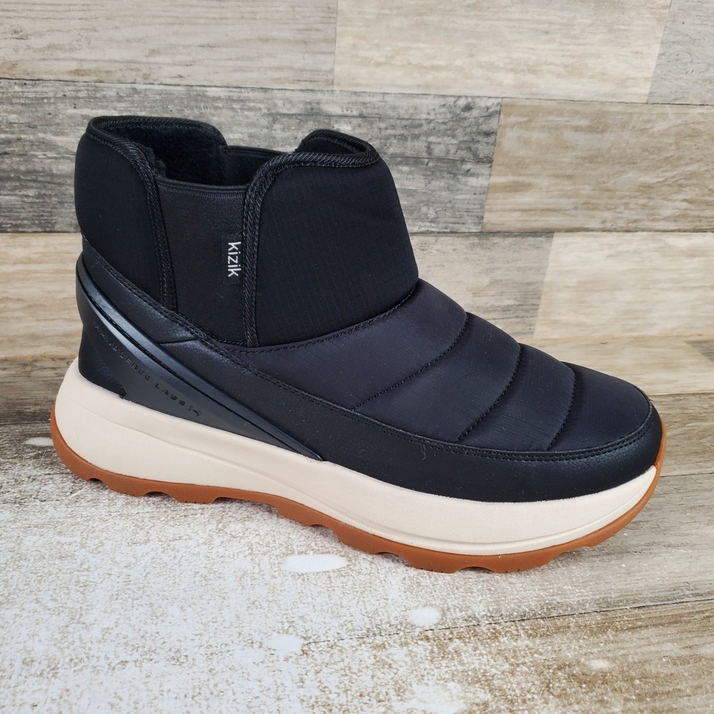 Kizik Juno 2 Low Womens Winter Boots Sz 11 Black Whitecap Gray Slip On Sneakers